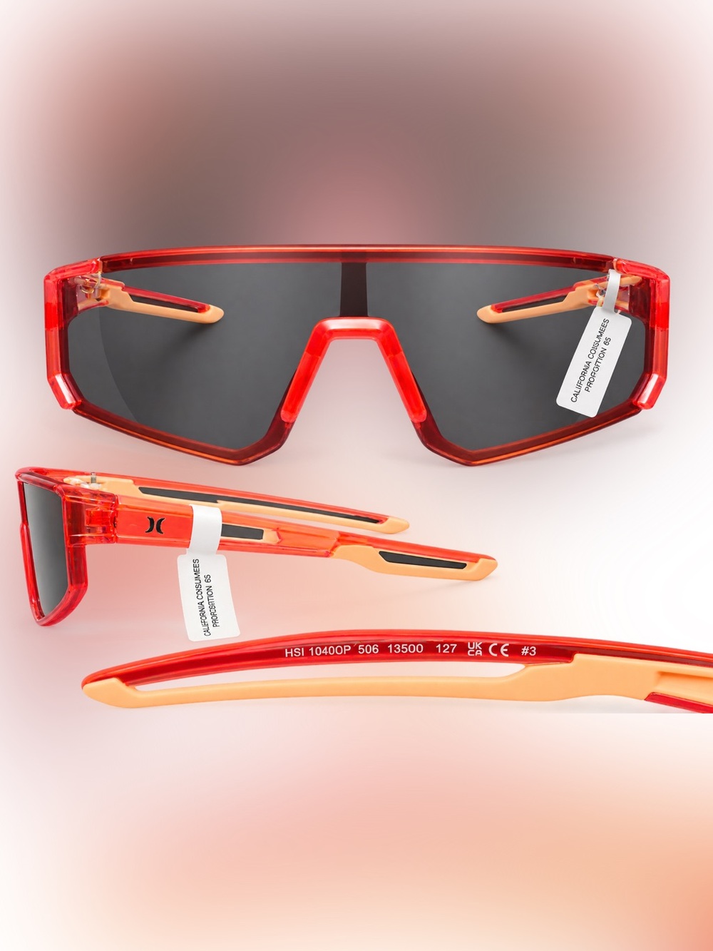 Hurley Red and Orange Shield Sunglasses (No Case)